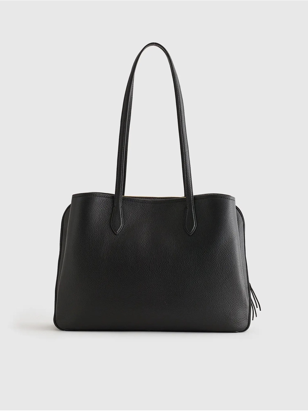 Classic Black Leather Tote Bag - Sleek Everyday Carry